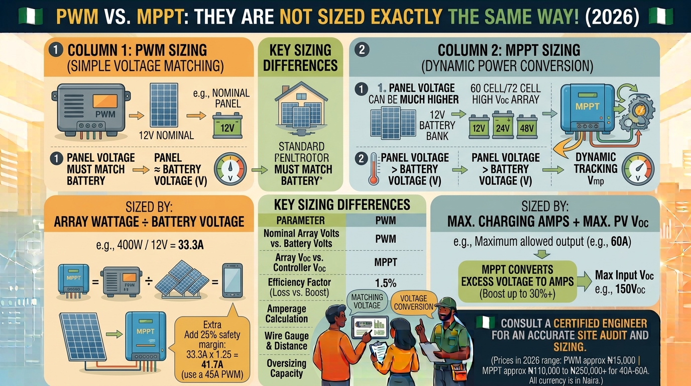 MPPT and PWM Controllers Are Not Sized Exactly the Same Way