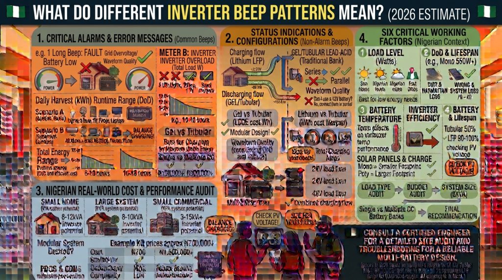 What do different inverter beep patterns mean?