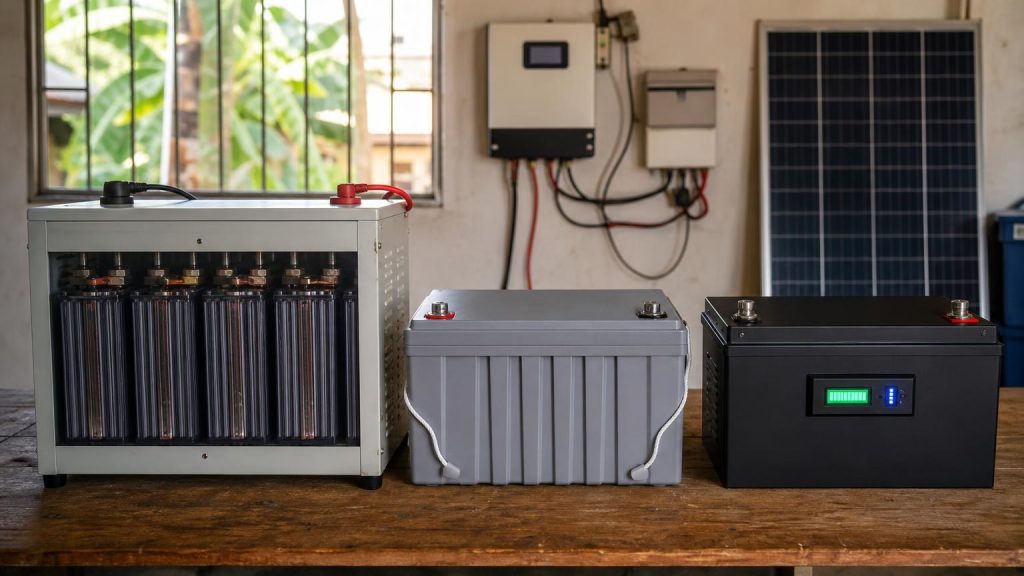 Different solar battery chemistries used in Nigerian backup systems