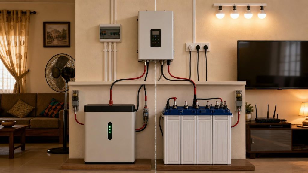 Comparing lithium and lead-acid battery options for a 1kVA inverter in a Nigerian home